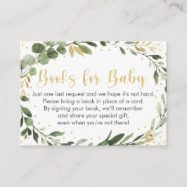 Tarjeta De Recepción Solicitud de libro de Baby Shower Greenery Gold Eu