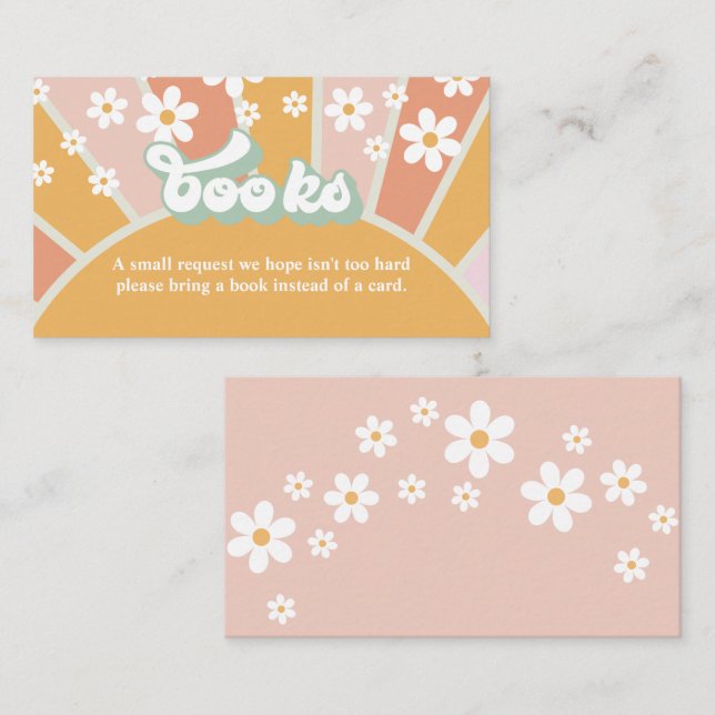 Tarjeta De Recepción Solicitud de libro de Baby Shower Groovy Baby Retr (Anverso / Reverso)