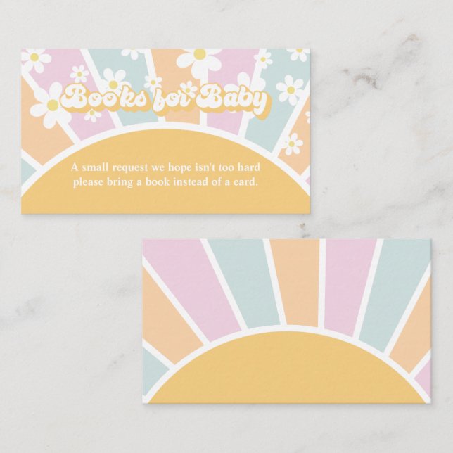 Tarjeta De Recepción Solicitud de libro de Baby Shower Groovy Baby Retr (Anverso / Reverso)