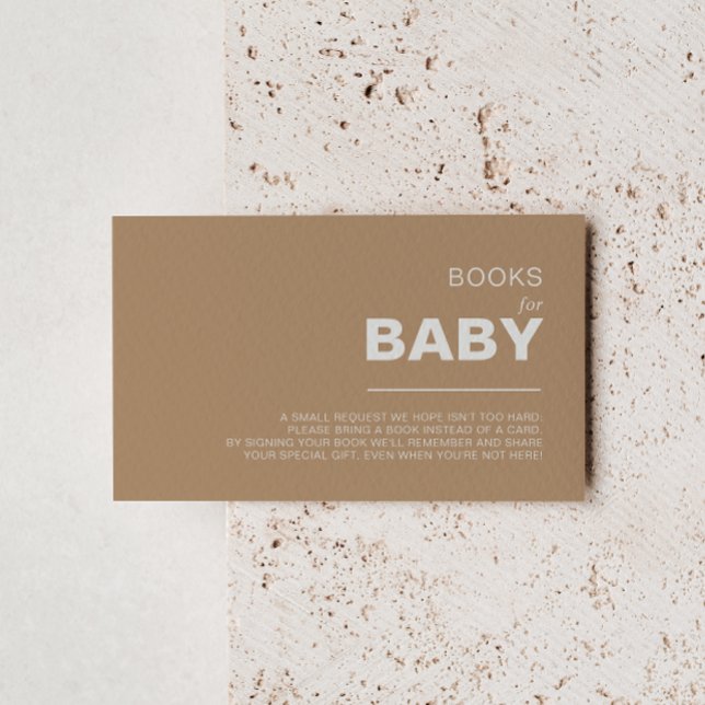 Tarjeta De Recepción Solicitud de libro de Baby Shower marrón minimalis (Subido por el creador)
