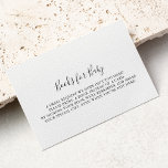 Tarjeta De Recepción Solicitud de libro de Baby Shower Minimalista simp<br><div class="desc">Esta sencilla tarjeta minimalista para la solicitud de una ducha es perfecta para una moderna ducha para bebés. El diseño,  sencillo y elegante,  presenta una tipografía de escritura clásica y elegante en blanco y negro.</div>