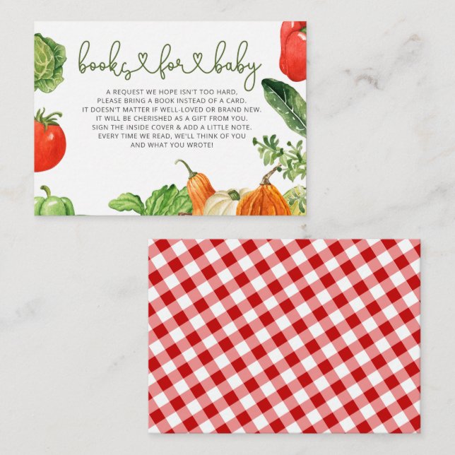Tarjeta De Recepción Solicitud de libro de Baby Shower para agricultore (Anverso / Reverso)
