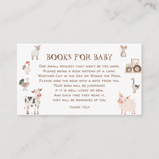 Tarjeta De Recepción Solicitud de libro de Baby Shower para animales de (Anverso)