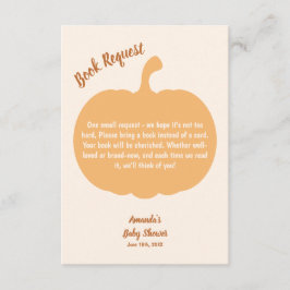 Tarjeta De Recepción Solicitud de libro de Baby Shower para calabaza de
