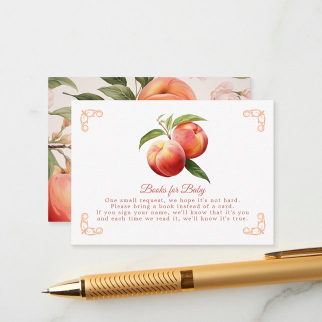Tarjeta De Recepción Solicitud de libro de baby shower Peach Fuzz (Anverso/Reverso In Situ)