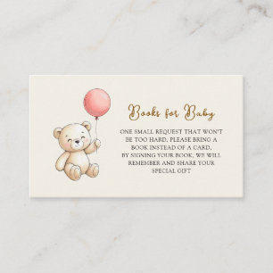 Tarjeta De Recepción Solicitud de libro de Baby Shower Retro Teddy Bear