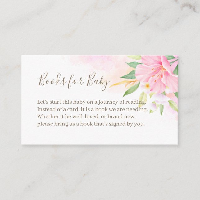 Tarjeta De Recepción Solicitud de libro de Baby Shower rosa de acuarela (Anverso)