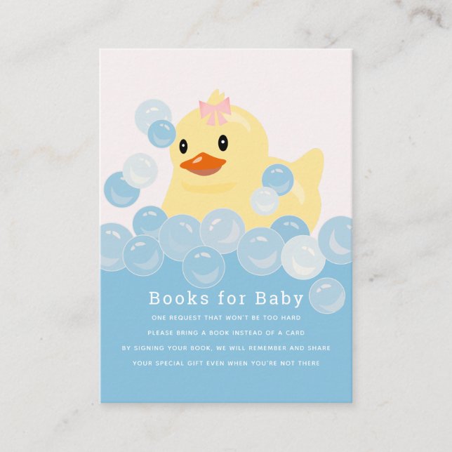 Tarjeta De Recepción Solicitud de libro de Baby Shower rosa para Chica  (Anverso)
