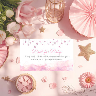Tarjeta De Recepción Solicitud de libro de Baby Shower Rosa Twinkle Lit