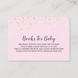 Tarjeta De Recepción Solicitud de libro de Baby Shower rosado Gold Conf
