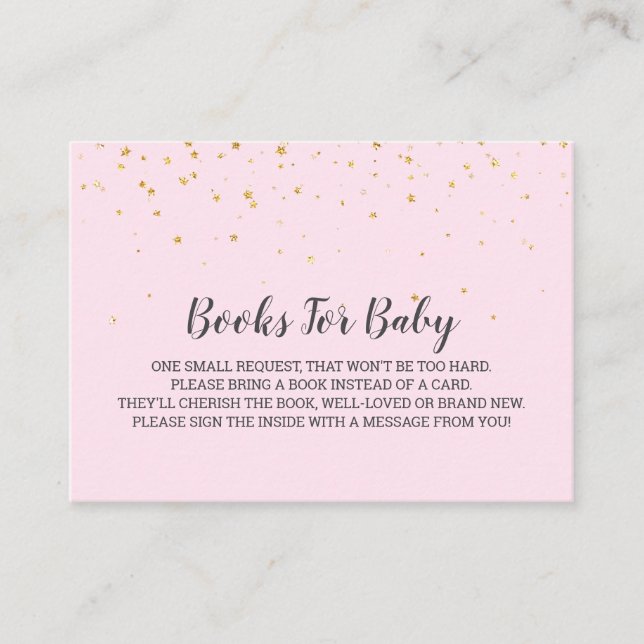 Tarjeta De Recepción Solicitud de libro de Baby Shower rosado Gold Conf (Anverso)