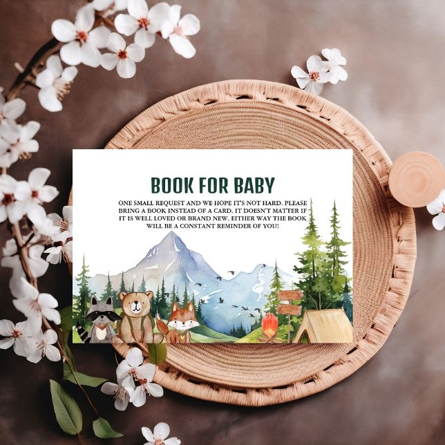 Tarjeta De Recepción Solicitud de libro de Baby Shower Rustic Camping A (Subido por el creador)