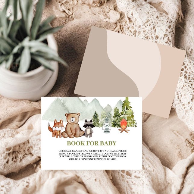 Tarjeta De Recepción Solicitud de libro de Baby Shower Rustic Camping A (Subido por el creador)