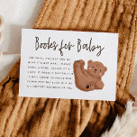Tarjeta De Recepción Solicitud de libro de Baby Shower sobre el tema de<br><div class="desc">LIBROS de ducha para bebés,  con tema de oso dulce,  con ilustracion de un osito de cacao. En esta tarjeta se pide a los clientes que traigan libros en lugar de una tarjeta. Envíe esto con la tarjeta de invitación. Ideal para una ducha de verano neutra de género.</div>