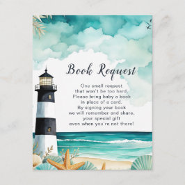 Tarjeta De Recepción Solicitud de libro de Baby Shower sobre faro náuti