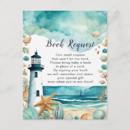 Tarjeta De Recepción Solicitud de libro de Baby Shower sobre faro náuti