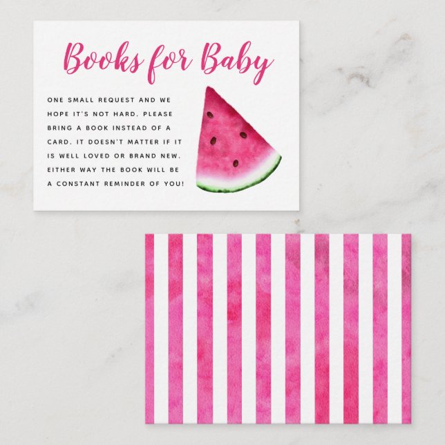 Tarjeta De Recepción Solicitud de libro de Baby Shower sobre la sandía  (Anverso / Reverso)