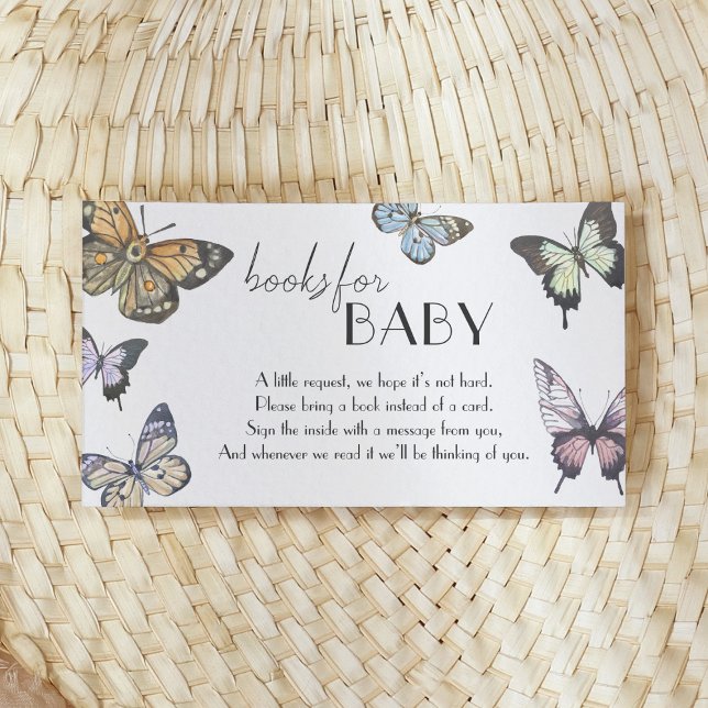 Tarjeta De Recepción Solicitud de libro de Baby Shower sobre mariposas  (Subido por el creador)
