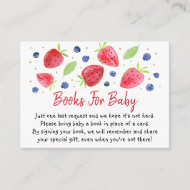 Tarjeta De Recepción Solicitud de libro de Baby Shower Strawberry Blueb