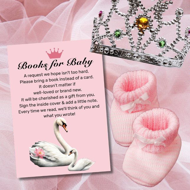 Tarjeta De Recepción Solicitud de libro de Baby Shower Swan Pink Lotus  (Subido por el creador)