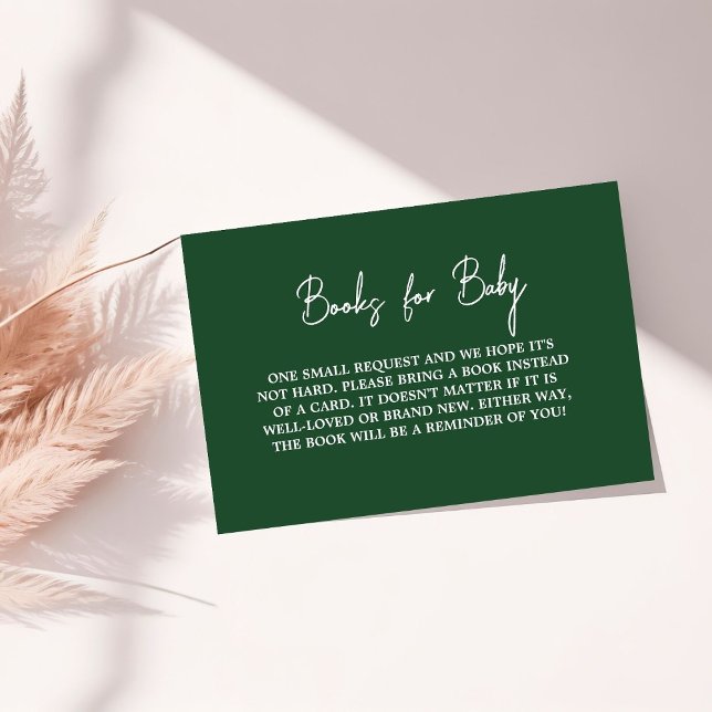 Tarjeta De Recepción Solicitud de libro de Baby Shower verde esmeralda  (Subido por el creador)