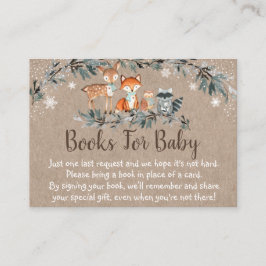 Tarjeta De Recepción Solicitud de libro de Baby Shower Winter Woodland 