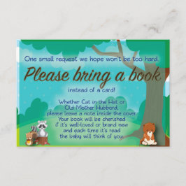 Tarjeta De Recepción Solicitud de libro de Baby Shower Woodland y desea