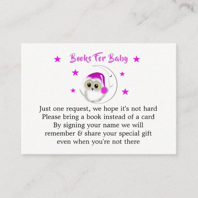 Tarjeta De Recepción Solicitud de libro de bebé de lechuza super cuta y (Anverso)