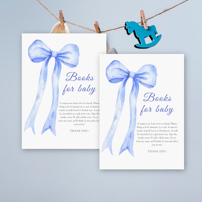 Tarjeta De Recepción solicitud de libro de bebé elegante de Blue Bow (Subido por el creador)