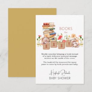 Tarjeta De Recepción Solicitud de libro de bloques de bebé, osos y flor