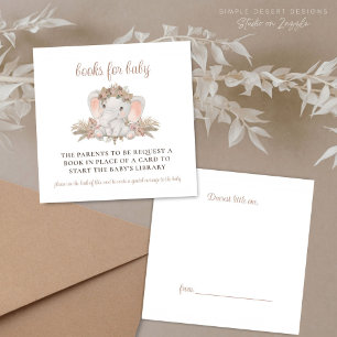 Tarjeta De Recepción Solicitud de libro de Boho Elephant Baby Shower