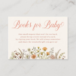 Tarjeta De Recepción Solicitud de libro de Boho Wildflower Baby Shower