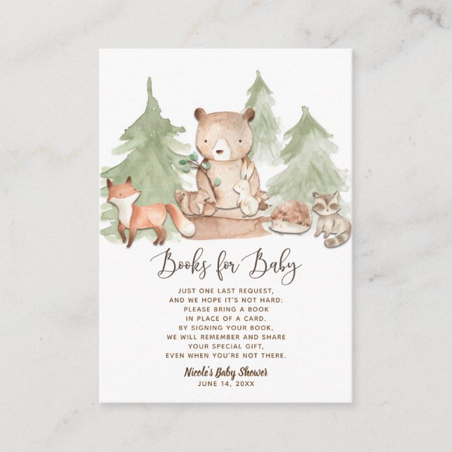 Tarjeta De Recepción Solicitud de libro de bosque en acuarela Trae un l (Anverso)