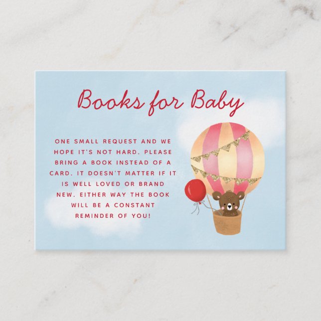 Tarjeta De Recepción Solicitud de libro de Chicas Baby Shower de globos (Anverso)