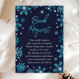 Tarjeta De Recepción Solicitud de libro de copos de nieve azules y plat