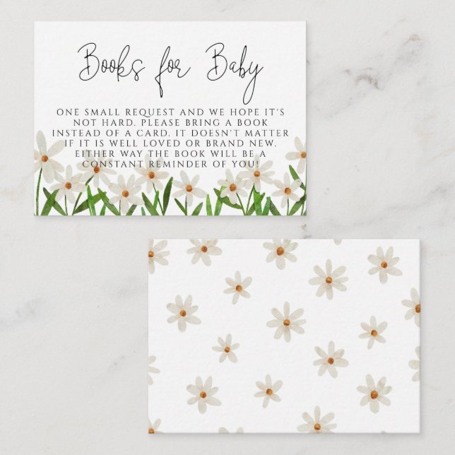 Tarjeta De Recepción Solicitud de libro de Daisy Baby Shower (Anverso / Reverso)