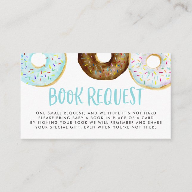 Tarjeta De Recepción Solicitud de libro de Donas de Acuarela Azul y Cho (Anverso)