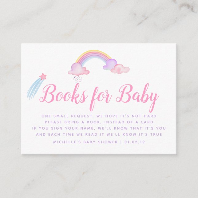 Tarjeta De Recepción Solicitud de libro de ducha para niñas de Rainbow  (Anverso)