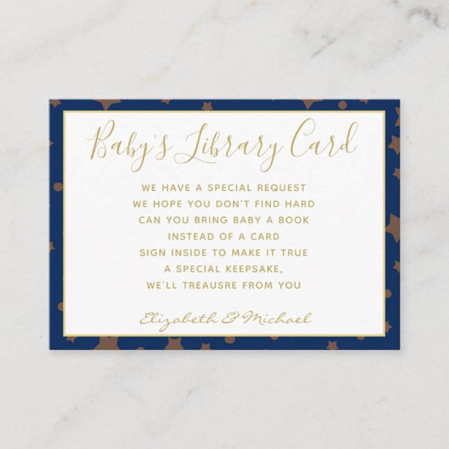 Tarjeta De Recepción Solicitud de libro de la Biblioteca de Bebés Gold  (Anverso)