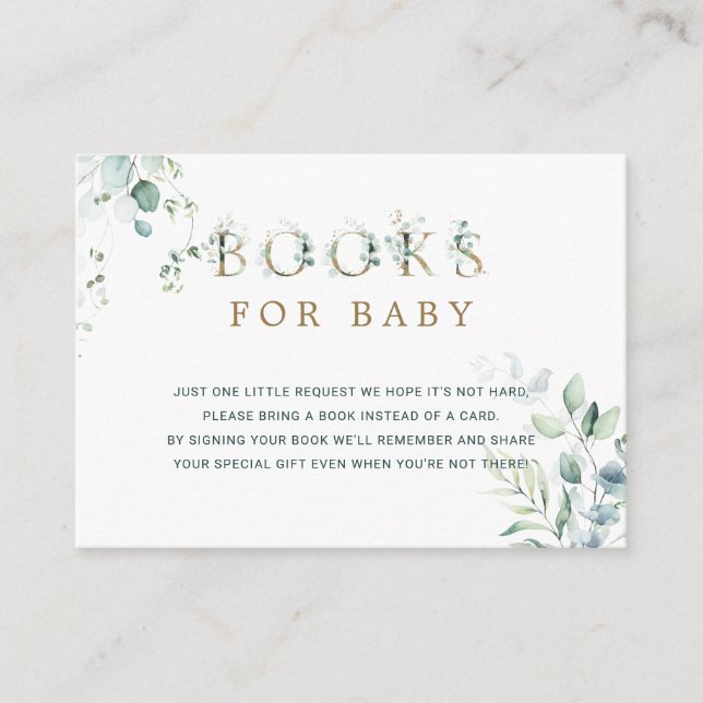 Tarjeta De Recepción Solicitud de libro de letras de oro botánicas Euca (Anverso)