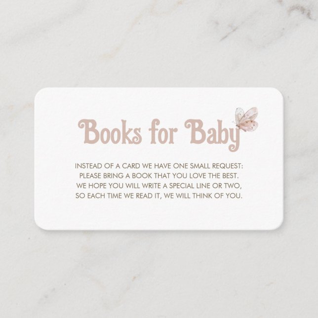 Tarjeta De Recepción Solicitud de libro de mariposa para Baby Shower (Anverso)
