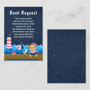 Tarjeta De Recepción Solicitud de libro de niña náutica rosa y azul mar