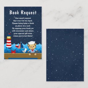 Tarjeta De Recepción Solicitud de libro de niño mono náutico rojo y azu