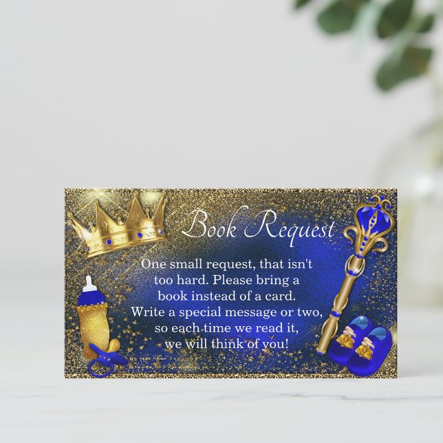 Tarjeta De Recepción Solicitud de libro de oro azul real (You can change the wording and add text to the back.)