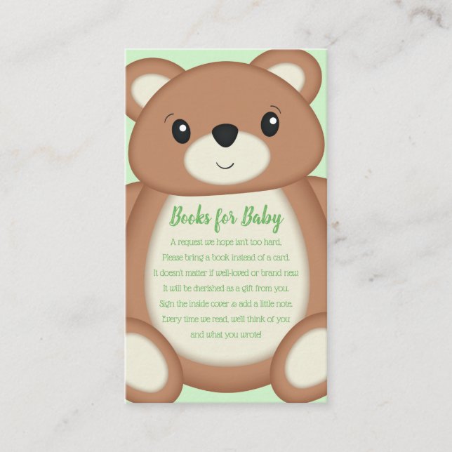 Tarjeta De Recepción Solicitud de libro de oseos de peluche verde (Anverso)