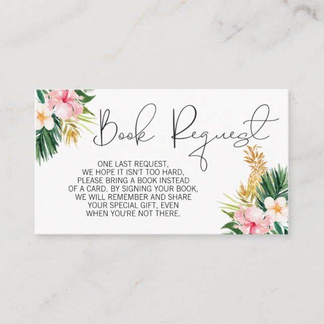 Tarjeta De Recepción Solicitud de libro de piña floral tropical inserte (Anverso)