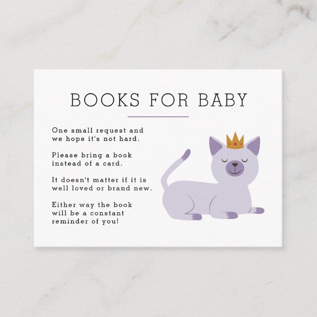 Tarjeta De Recepción Solicitud de libro de princesas de gato Baby Showe (Anverso)