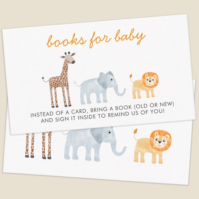 Tarjeta De Recepción Solicitud de libro de Safari Animals Baby Shower (Cute safari animal books for baby enclosure card for wildlife lover's baby shower. )