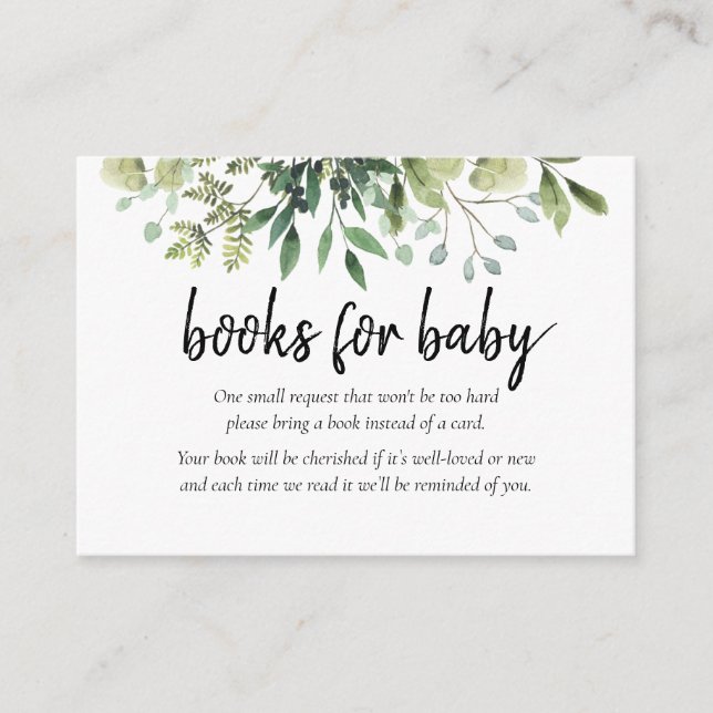 Tarjeta De Recepción Solicitud de libro de verde Gabinete Baby Shower (Anverso)