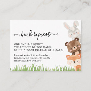 Tarjeta De Recepción Solicitud de libro de Woodland Animals Baby Shower